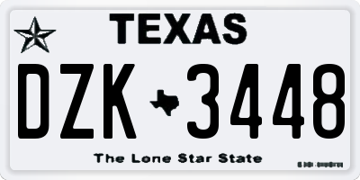 TX license plate DZK3448