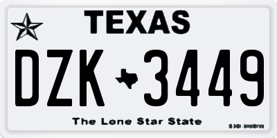 TX license plate DZK3449