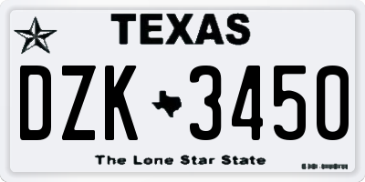 TX license plate DZK3450