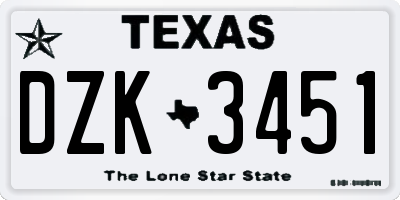 TX license plate DZK3451