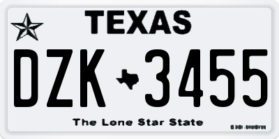 TX license plate DZK3455