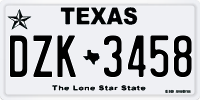 TX license plate DZK3458