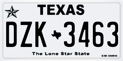 TX license plate DZK3463