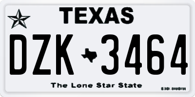 TX license plate DZK3464