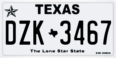 TX license plate DZK3467