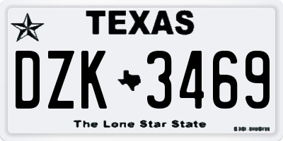 TX license plate DZK3469