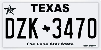 TX license plate DZK3470