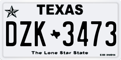 TX license plate DZK3473