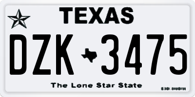TX license plate DZK3475