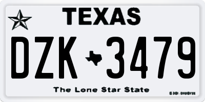 TX license plate DZK3479