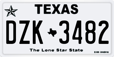 TX license plate DZK3482