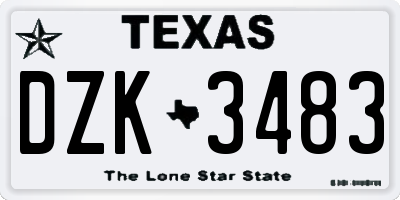 TX license plate DZK3483
