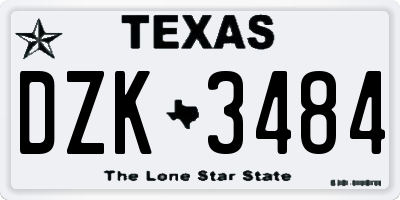 TX license plate DZK3484