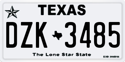 TX license plate DZK3485
