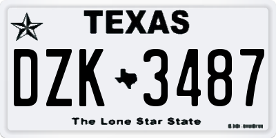 TX license plate DZK3487