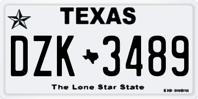 TX license plate DZK3489