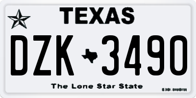 TX license plate DZK3490