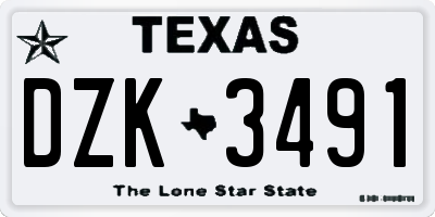 TX license plate DZK3491