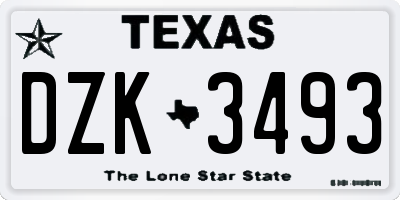 TX license plate DZK3493