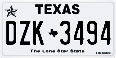 TX license plate DZK3494