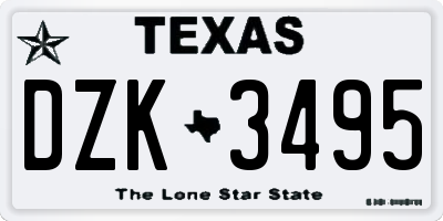 TX license plate DZK3495