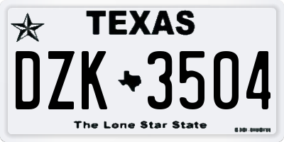TX license plate DZK3504