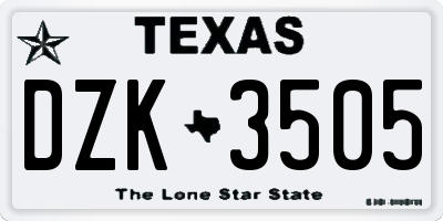TX license plate DZK3505