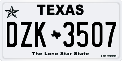 TX license plate DZK3507