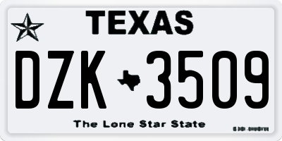 TX license plate DZK3509