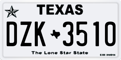 TX license plate DZK3510