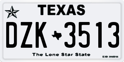 TX license plate DZK3513