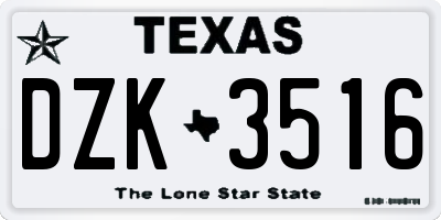 TX license plate DZK3516