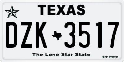 TX license plate DZK3517