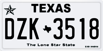 TX license plate DZK3518