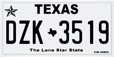 TX license plate DZK3519