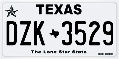 TX license plate DZK3529