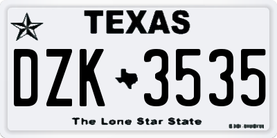 TX license plate DZK3535
