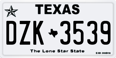 TX license plate DZK3539