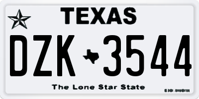 TX license plate DZK3544