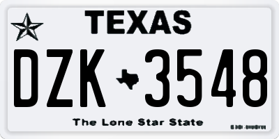 TX license plate DZK3548