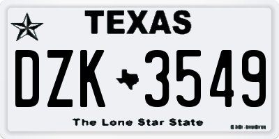 TX license plate DZK3549