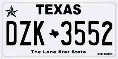 TX license plate DZK3552
