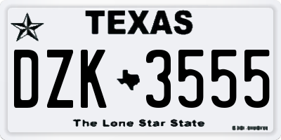 TX license plate DZK3555