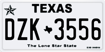 TX license plate DZK3556