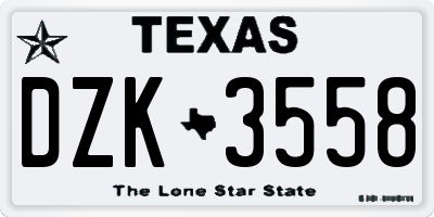 TX license plate DZK3558