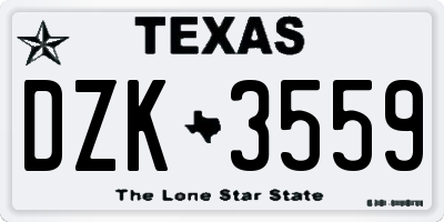 TX license plate DZK3559