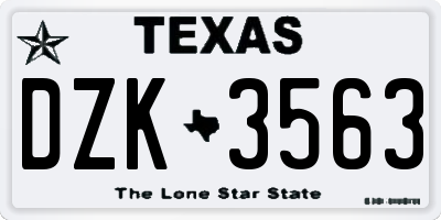TX license plate DZK3563