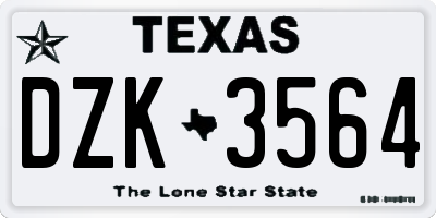 TX license plate DZK3564