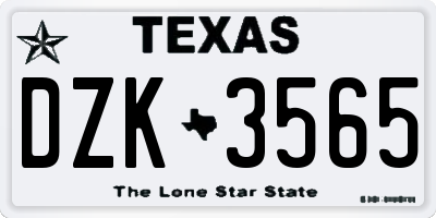 TX license plate DZK3565