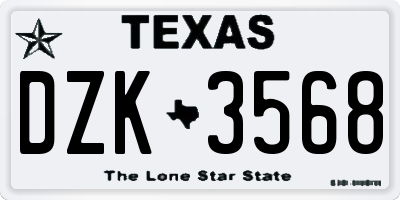 TX license plate DZK3568